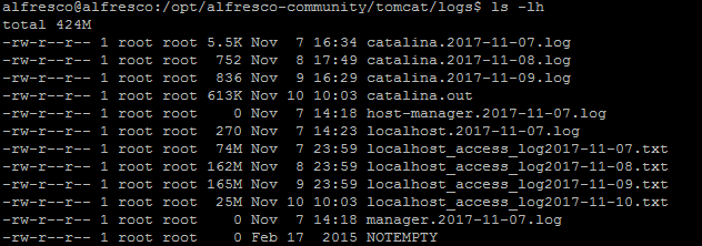 Peso de archivos Logs